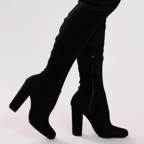 Charlotte Russe Shoes - Charlotte Russe black Over-The-Knee chunky heel boots